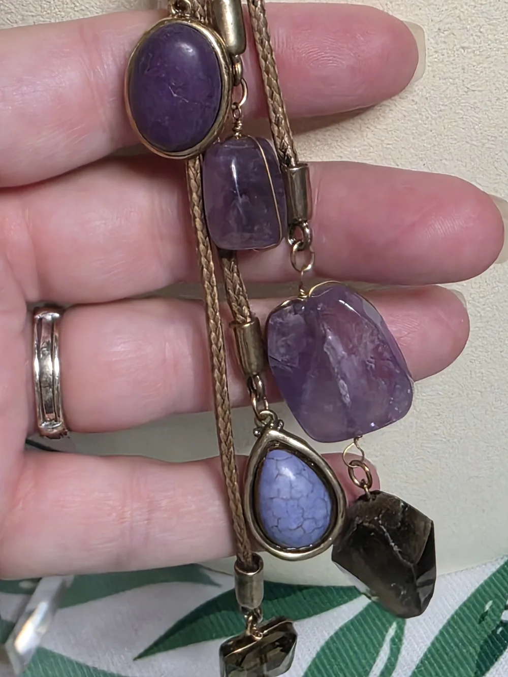 Chico's Genuine Amethyst Stone Necklace & Earrings Set - Artisan Purple